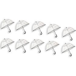 Foto van 10 stuks transparante koepelparaplu 85 cm - doorzichtige paraplu - trouwparaplu - bruidsparaplu - stijlvol - plastic -
