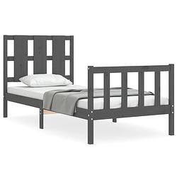 Foto van The living store bedframe - massief grenenhout - 205.5 x 95.5 x 100 cm - grijs