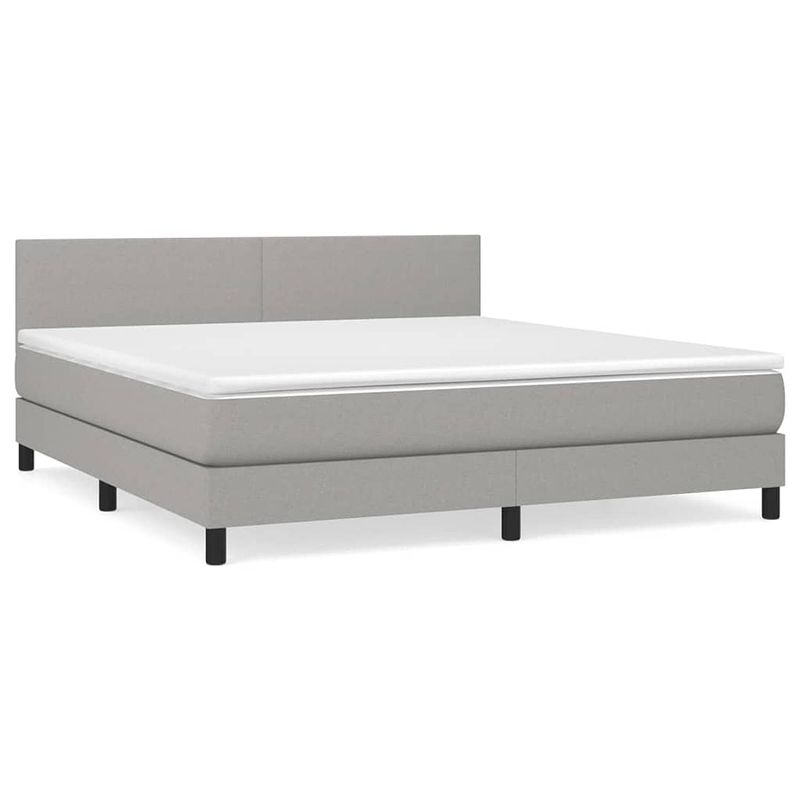 Foto van The living store boxspringbed - pocketvering - 160x200 cm - lichtgrijs