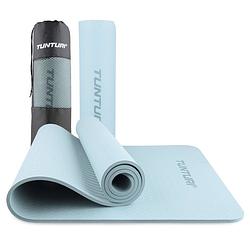Foto van Tunturi yogamat 8mm - yogamat - extra dikke sportmat - 180x60x0,8 cm - incl draagtas - anti slip en eco - licht blauw