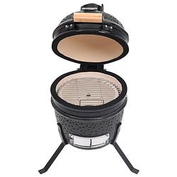 Foto van The living store kamado grill - keramisch - mini - 26.5 cm - met ingebouwde thermometer