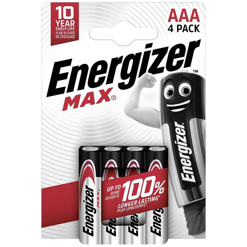 Foto van Aaa batterij (potlood) energizer max alkaline 1.5 v 4 stuk(s)