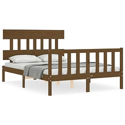 Foto van The living store bedframe - grenenhout - 205.5 x 145.5 x 81 cm - multiplex lattenbodem