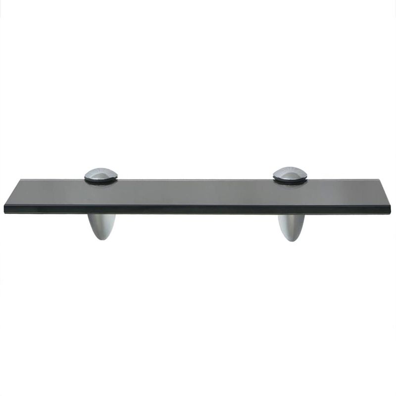 Foto van The living store zwevende plank - glazen wandschap 30 x 20 cm - zwart