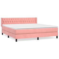 Foto van The living store boxspring met matras fluweel roze 180x200 cm - bed