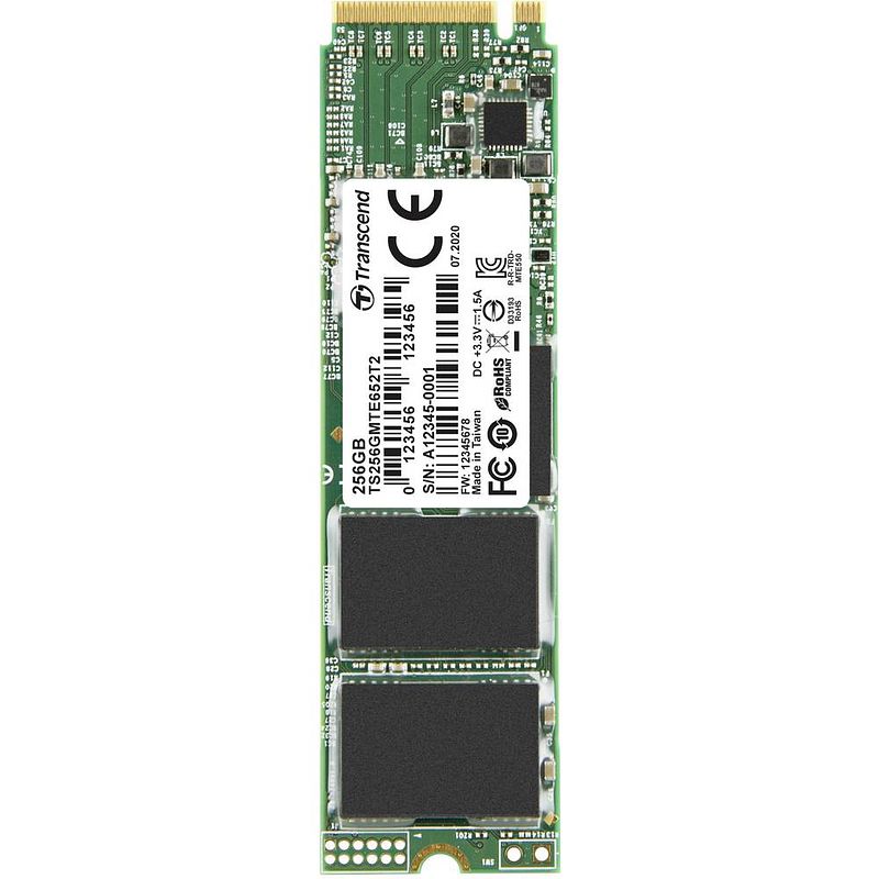 Foto van Transcend mte652t2 256 gb nvme/pcie m.2 ssd 2280 harde schijf pcie nvme 3.0 x4 retail ts256gmte652t2