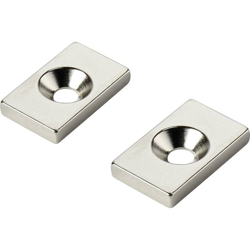 Foto van Tru components w20l12t3-m4 permanente magneet rechthoekig (l x b x h) 20 x 12 x 3 mm n35 grenstemperatuur (max.): 80 °c