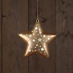 Foto van Anna'ss collection - star glass matt gold with stars 19cm / led warm white /