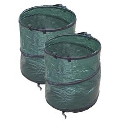 Foto van 2x stuks groene tuinafvalzakken opvouwbaar 90 liter - tuinafvalzak