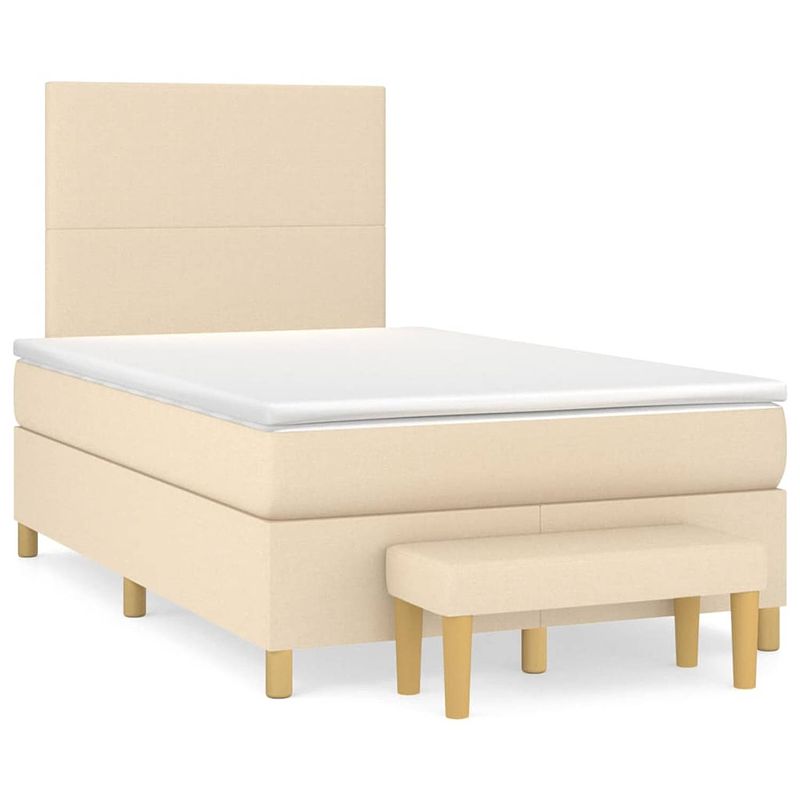 Foto van The living store boxspringbed crème - 203x120x118/128 cm - verstelbaar hoofdbord - pocketvering matras - middelharde