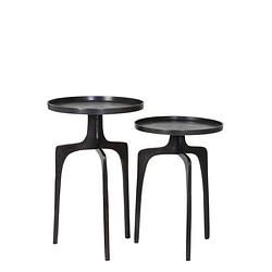 Foto van Side table s/2 38x54+41x63 cm pano dark bronze