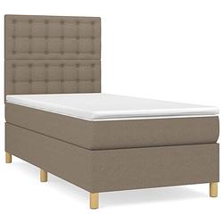 Foto van The living store boxspringbed - taupe - 203 x 90 x 118/128 cm - pocketvering matras - middelharde ondersteuning -