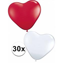 Foto van Ballonnen in de vorm van rode en witte hartjes 30 st - ballonnen