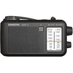 Foto van Sangean mmr-77 outdoorradio middengolf, vhf (fm) middengolf, fm handslinger, spatwaterbestendig, zaklamp, oplaadbaar zwart