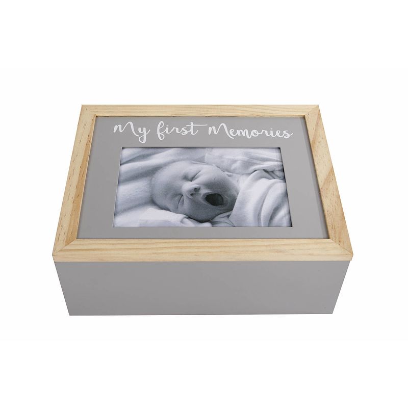 Foto van Gifts amsterdam opbergbox 'smy first memories's 24x19x9 cm hout grijs