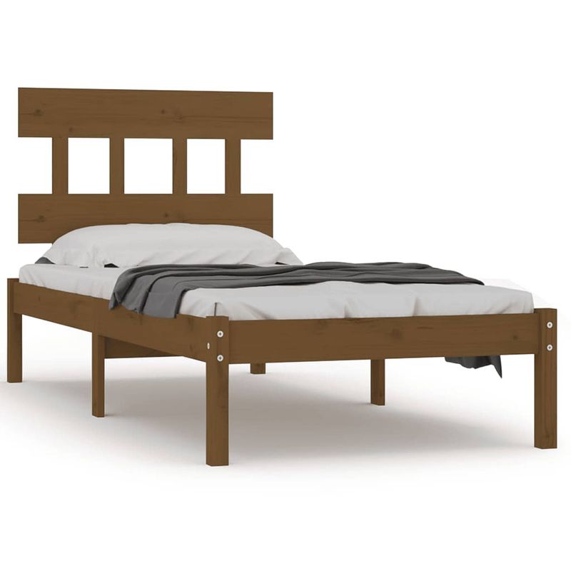 Foto van The living store houten bedframe - honingbruin - 205.5 x 105.5 x 31 cm - massief grenenhout