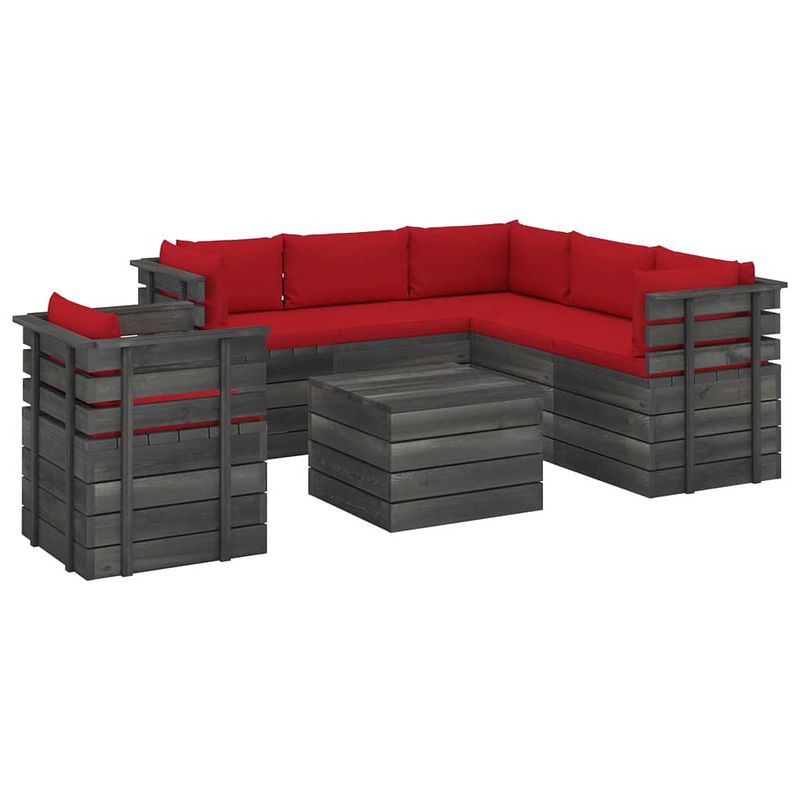 Foto van Vidaxl 7-delige loungeset met kussens pallet massief grenenhout