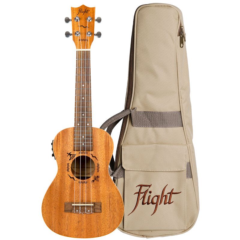 Foto van Flight designer series duc523 elektrisch-akoestische concert ukelele met gigbag