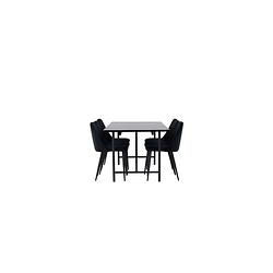Foto van Astrid eethoek tafel zwart en 6 night stoelen zwart.