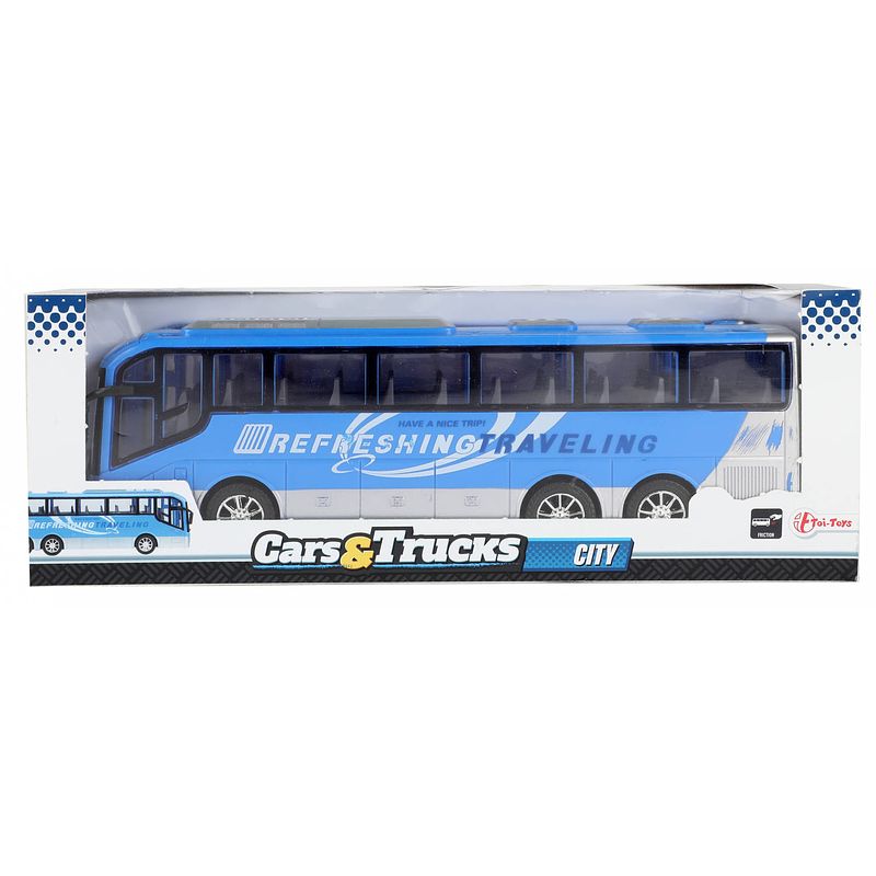 Foto van Toi-toys reisbus cars & trucks city junior 32 cm blauw