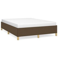 Foto van The living store bedframe donkerbruin 203 x 143 x 35 cm - stof - multiplex - ondersteunende poten - multiplex