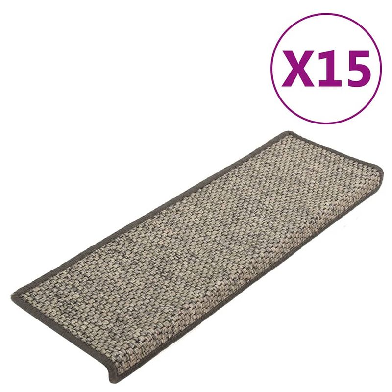 Foto van Vidaxl trapmatten zelfklevend 15 st 65x21x4 cm grijs en beige