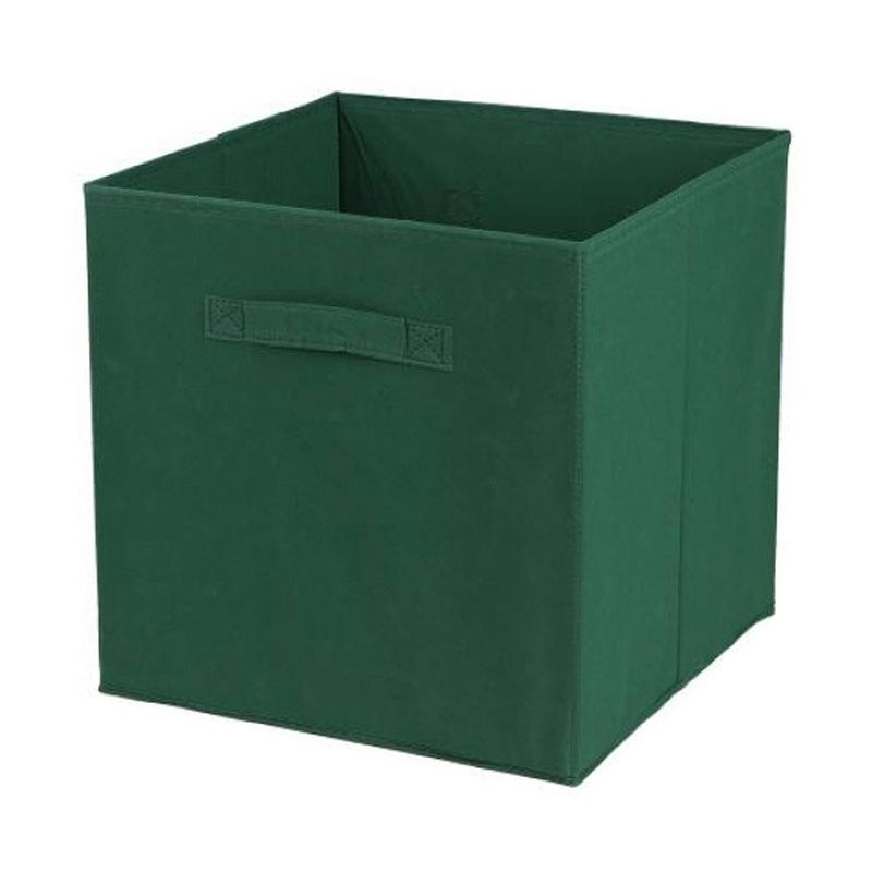 Foto van Urban living opbergmand/kastmand square box - karton/kunststof - 29 liter - donker groen - 31 x 31 x 31 cm - opbergmande