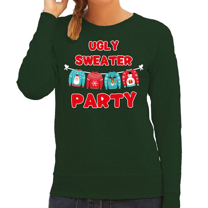 Foto van Groene kersttrui / kerstkleding ugly sweater party voor dames l - kerst truien