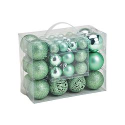 Foto van 50x stuks kunststof kerstballen mint groen 3, 4 en 6 cm - kerstbal