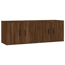 Foto van The living store tv wandmeubel - bruineiken - 57x34.5x40 cm - duurzaam hout - 2 stuks