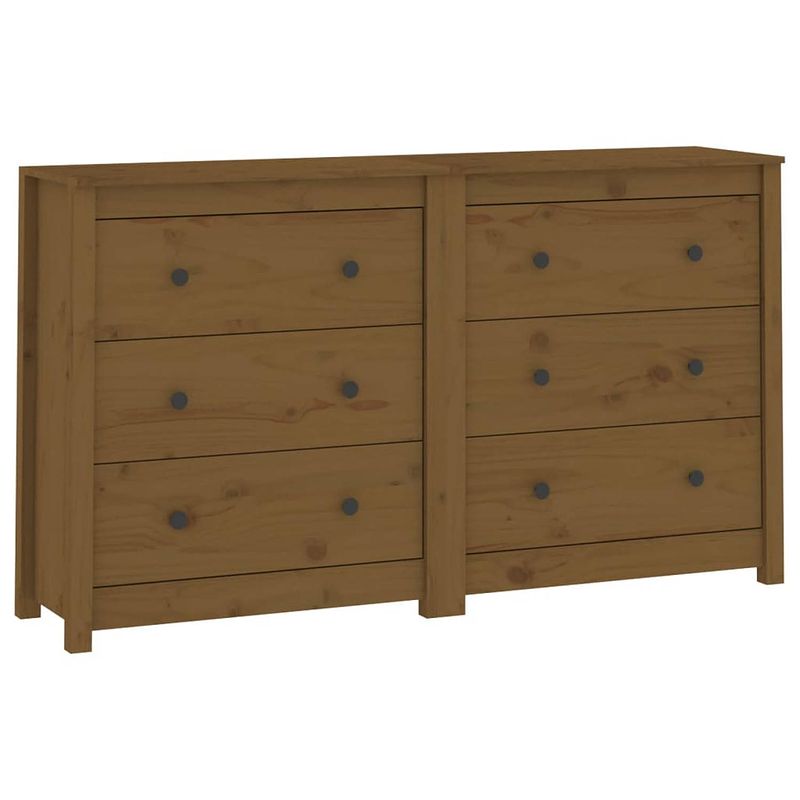 Foto van Vidaxl dressoir 140x35x80 cm massief grenenhout honingbruin