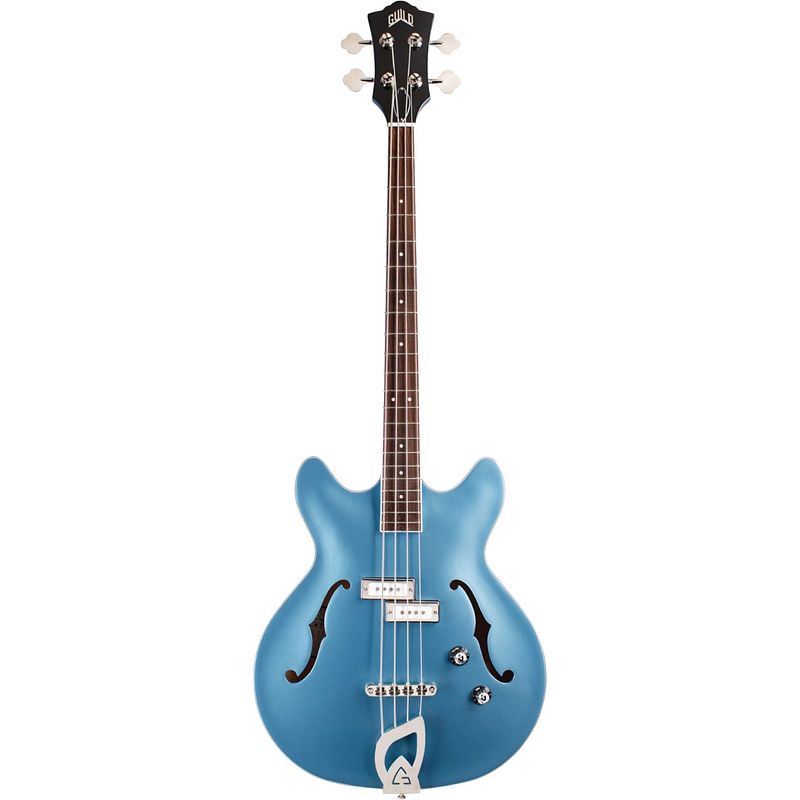 Foto van Guild newark st. collection starfire i bass pelham blue semi-akoestische basgitaar