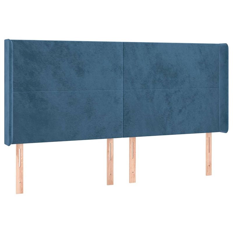 Foto van Vidaxl hoofdbord met randen 183x16x118/128 cm fluweel donkerblauw