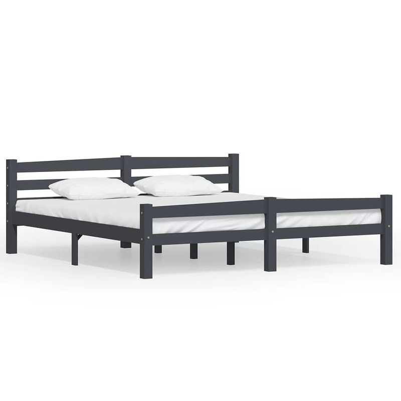 Foto van Vidaxl bedframe massief grenenhout donkergrijs 180x200 cm