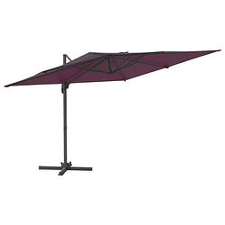 Foto van Vidaxl zweefparasol met led-verlichting 400x300 cm bordeauxrood