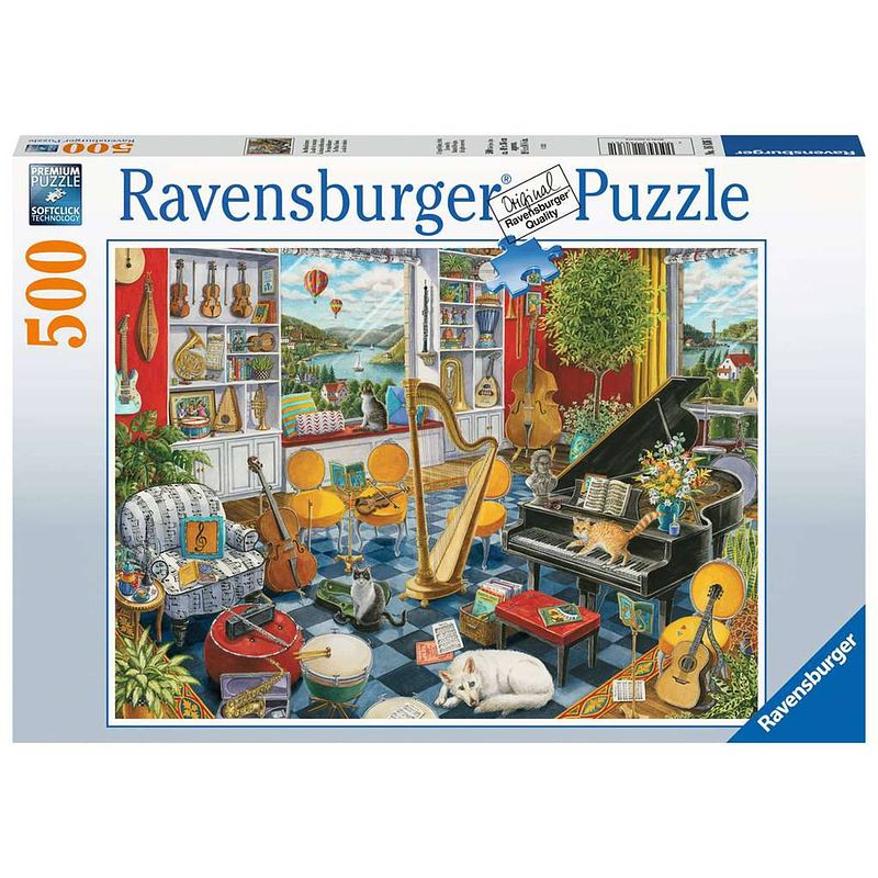 Foto van Ravensburger puzzel de muziekkamer 500st