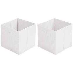 Foto van Urban living opbergmand/kastmand square box - 2x - karton/kunststof - 29 liter - wit - 31 x 31 x 31 cm - opbergmanden