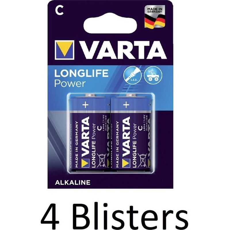 Foto van 8 stuks (4 blisters a 2 st) varta longlife power c batterijen