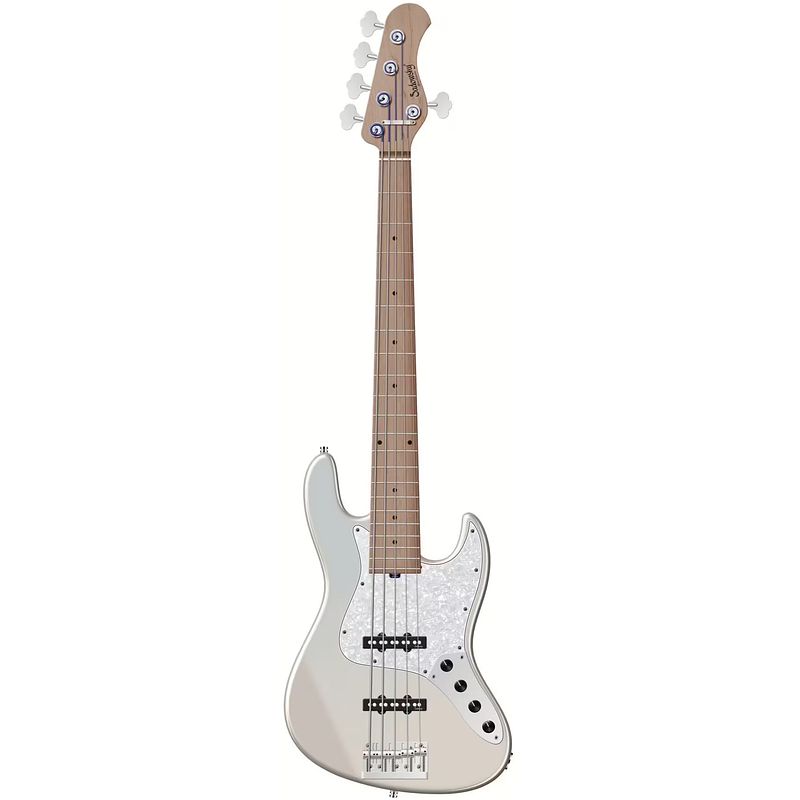 Foto van Sadowsky metroexpress vintage j/j bass roasted maple solid paper white metallic 5-snarige elektrische basgitaar