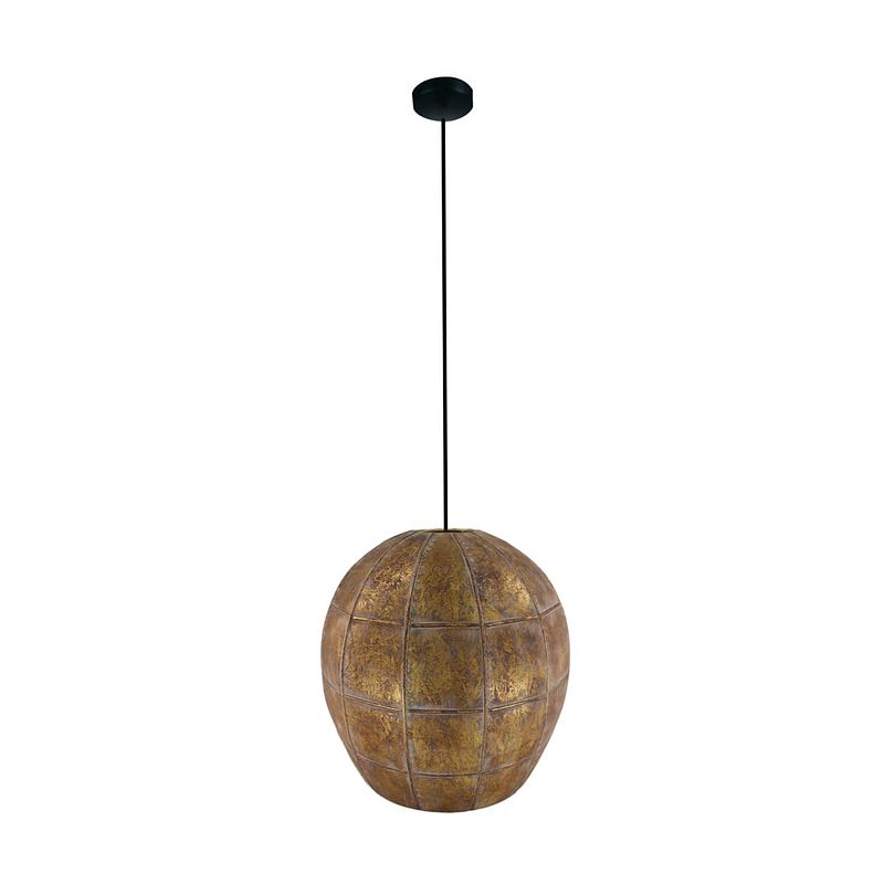 Foto van Dknc - hanglamp metaal - 38x38x39cm - goud