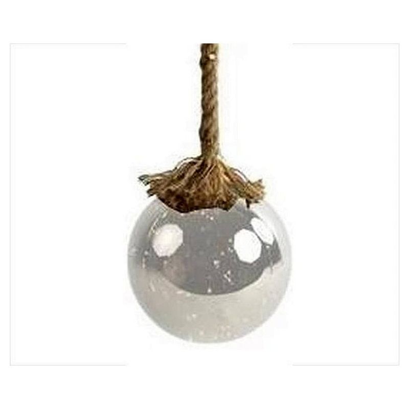 Foto van Glazen bal transparant met led - 12 cm - jute touw 95 cm