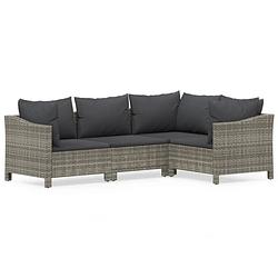 Foto van Infiori 4-delige loungeset met kussens poly rattan grijs