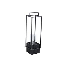 Foto van Ptmd fass black metal lantern on base rectangle s