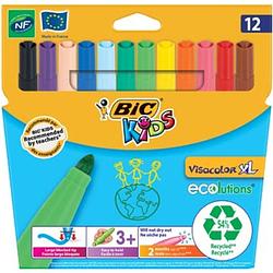Foto van Bic kids viltstift visacolor xl ecolutions 12 stiften in een kartonnen etui