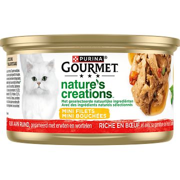 Foto van Purina® gourmet™ nature's creations rijk aan rund, gegarneerd met groenten kat natvoer 85g bij jumbo