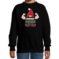 Foto van Bellatio decorations kersttrui/sweater voor jongens - sterkste gnoom - zwart - kerst kabouter 14-15 jaar (170/176) - ker