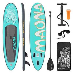 Foto van Stand up paddle surfboard 308 x 76 x 10 cm turquoise maona