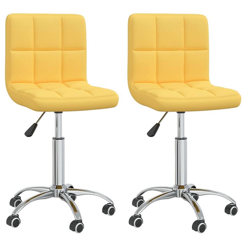 Foto van The living store draaibare eetkamerstoelen - mosterdgeel - 40 x 47 x (74.5 - 86) cm - verstelbaar - stof