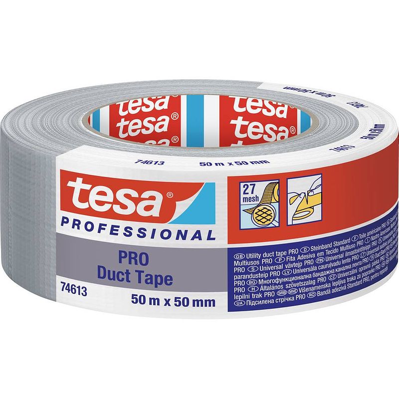 Foto van Tesa duct tape pro 74613-00003-00 reparatietape grijs (l x b) 50 m x 50 mm 1 stuk(s)