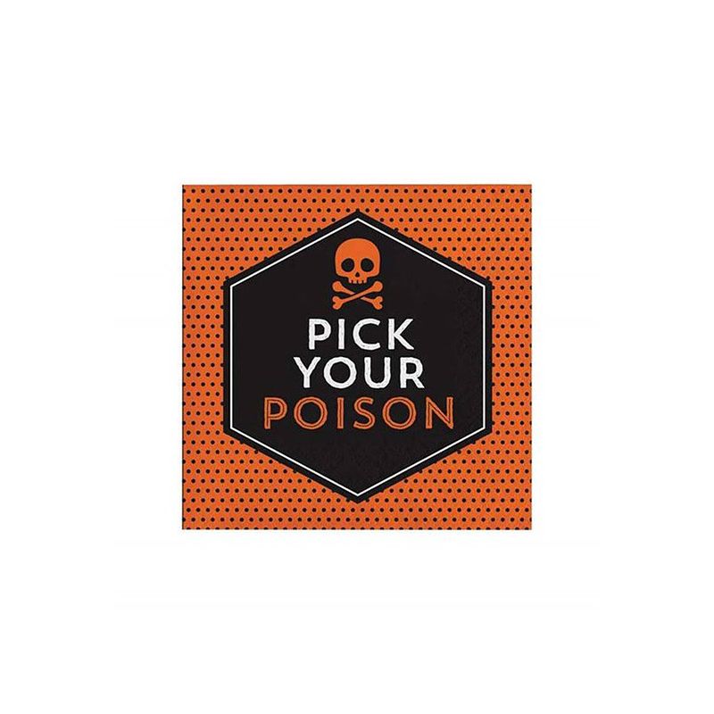 Foto van Thema feest papieren servetten schedel pick your poison 32x stuks - feestservetten